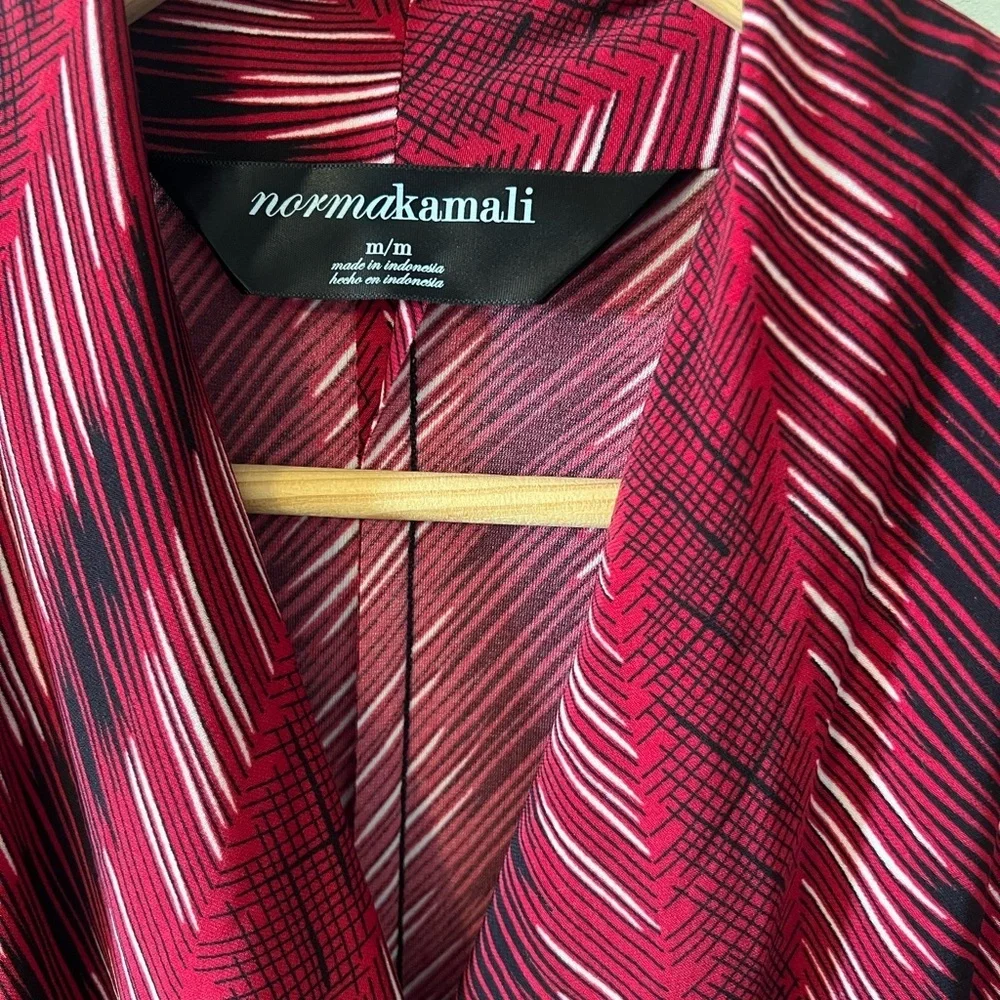 Norma Kamali Printed Wrap Dress Red Stripe Size Medium - Picture 9 of 12